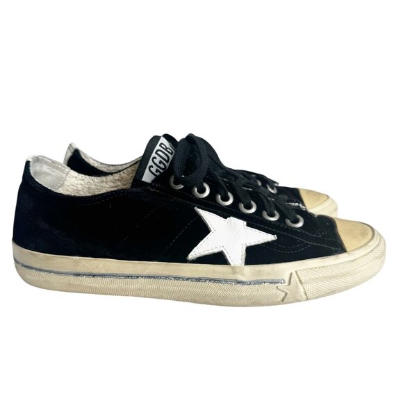 GOLDEN GOOSE V Star 2 Velvet Black White Low Top Womens Sneakers size 37 7 - Picture 7 of 16
